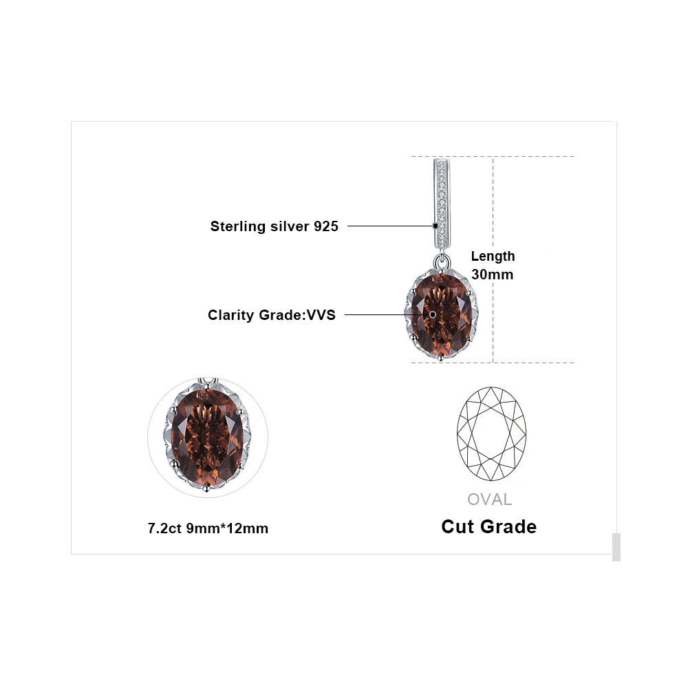 Smoky Quartz 925 Silver Drop Earrings