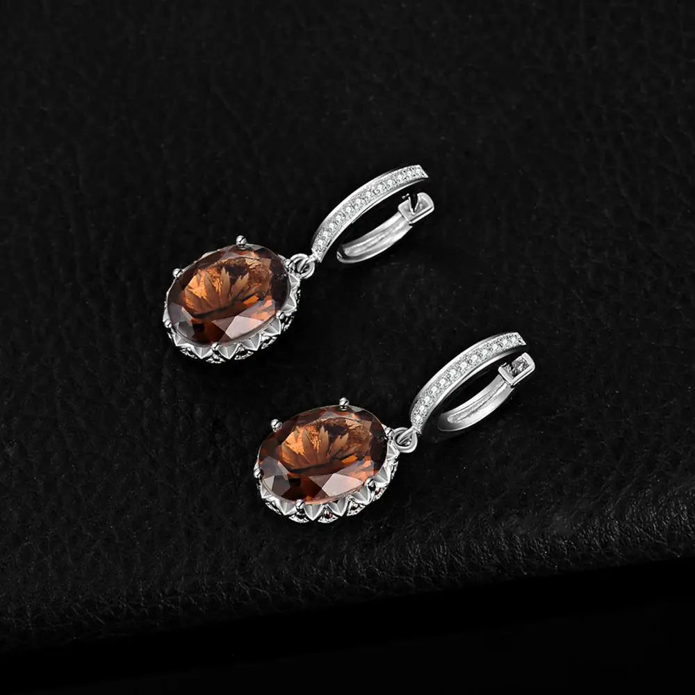 Smoky Quartz 925 Silver Drop Earrings