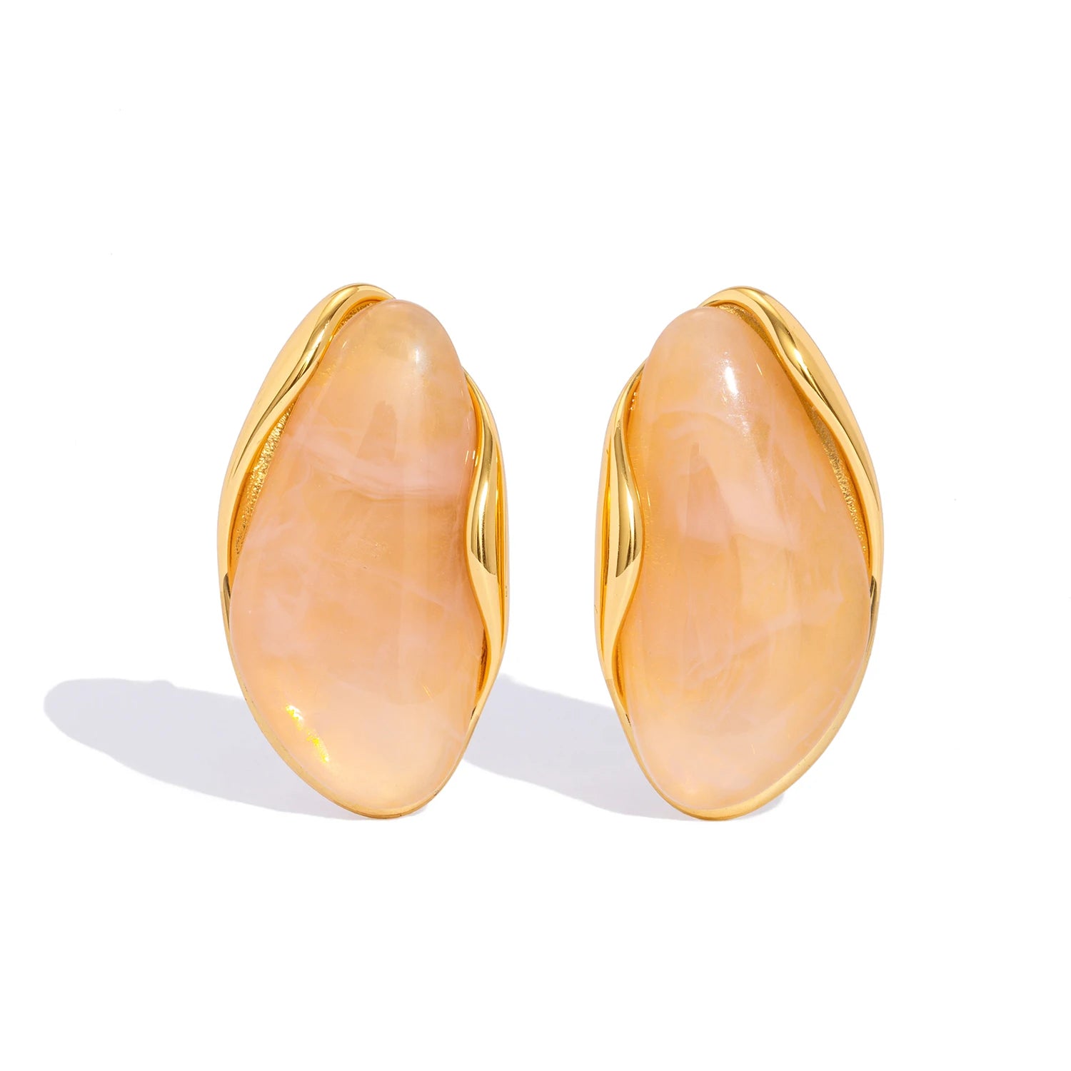Resin Geometric Stud Earrings – Gold Plated