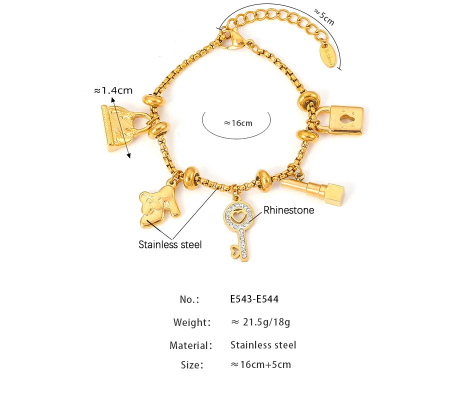 316L Stainless Steel Charm Bracelet For Women