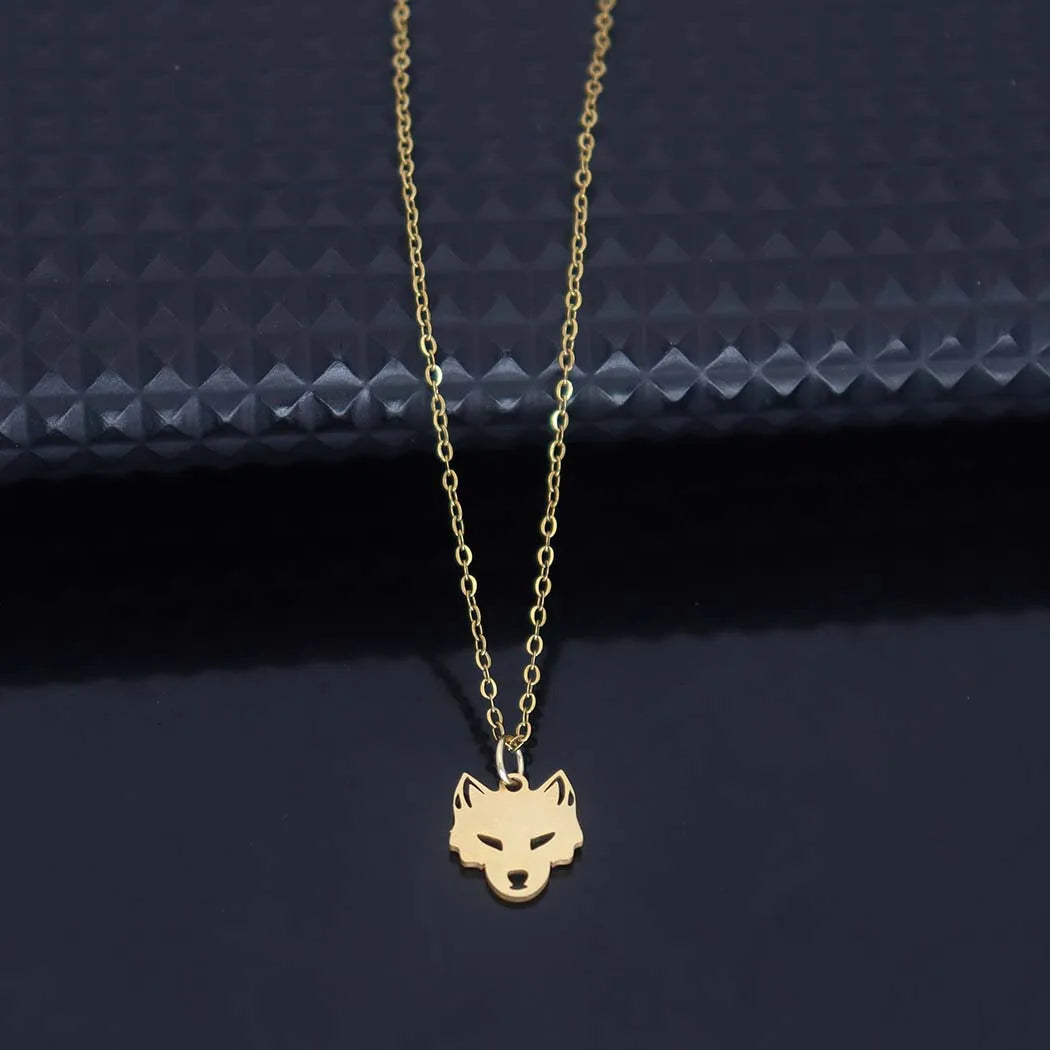 Stainless Steel Fox Pendant Necklace – Trendy Animal Jewelry