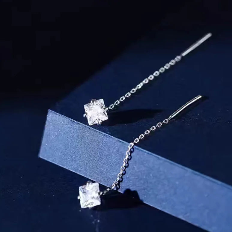 Black Drop Tassel Long Earrings