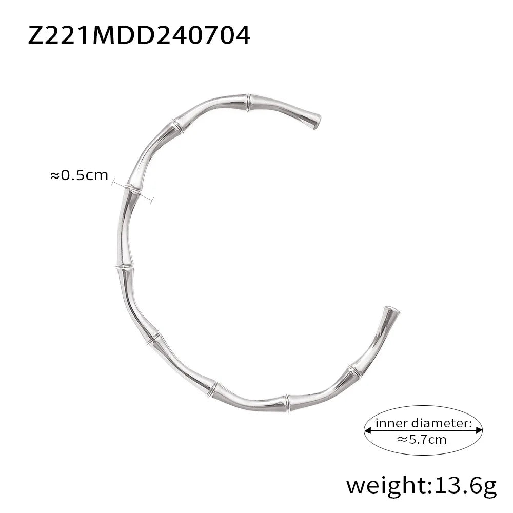 Ferris Wheel Stainless Steel Jewelry Set – Gold Plated Necklace, Bracelet & Earrings Bamboo Design for Women