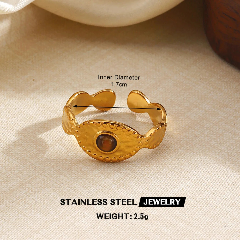 Tiger’s Eye Adjustable Stainless Steel Ring