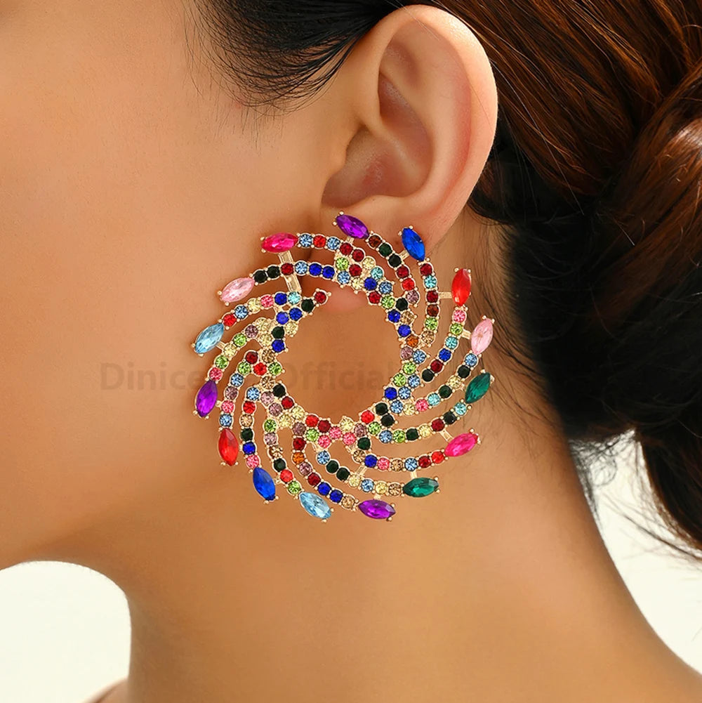 Sunflower Crystal Statement Stud Earrings