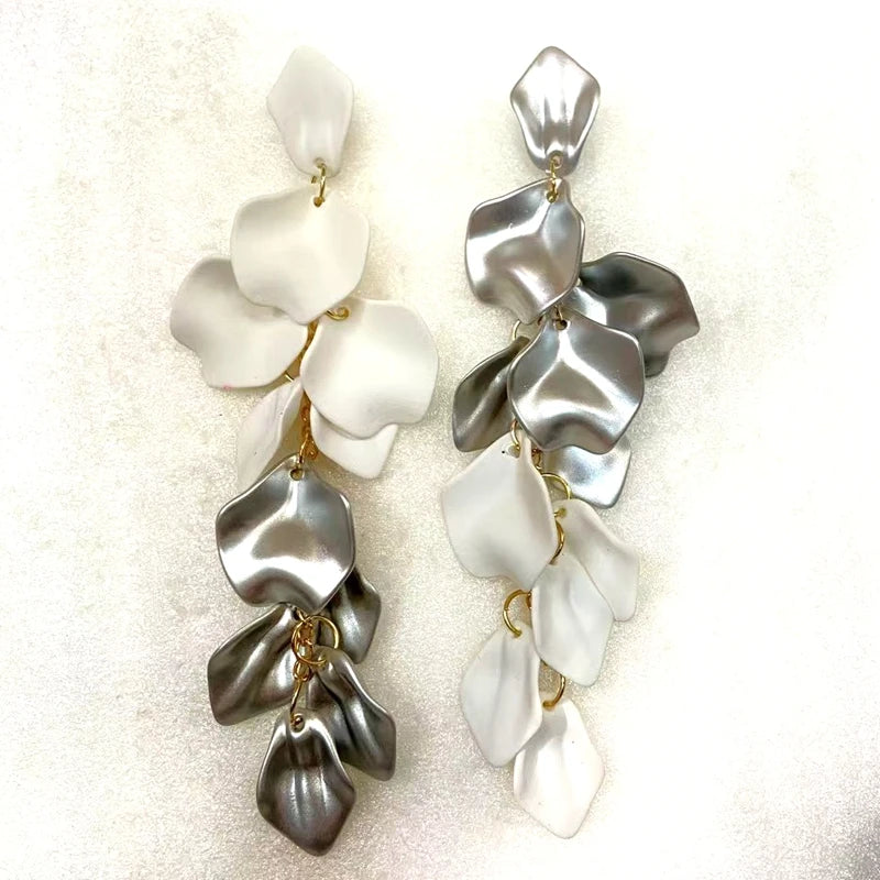 Acrylic Flower Tassel Long Earrings – Statement Jewelry for Women