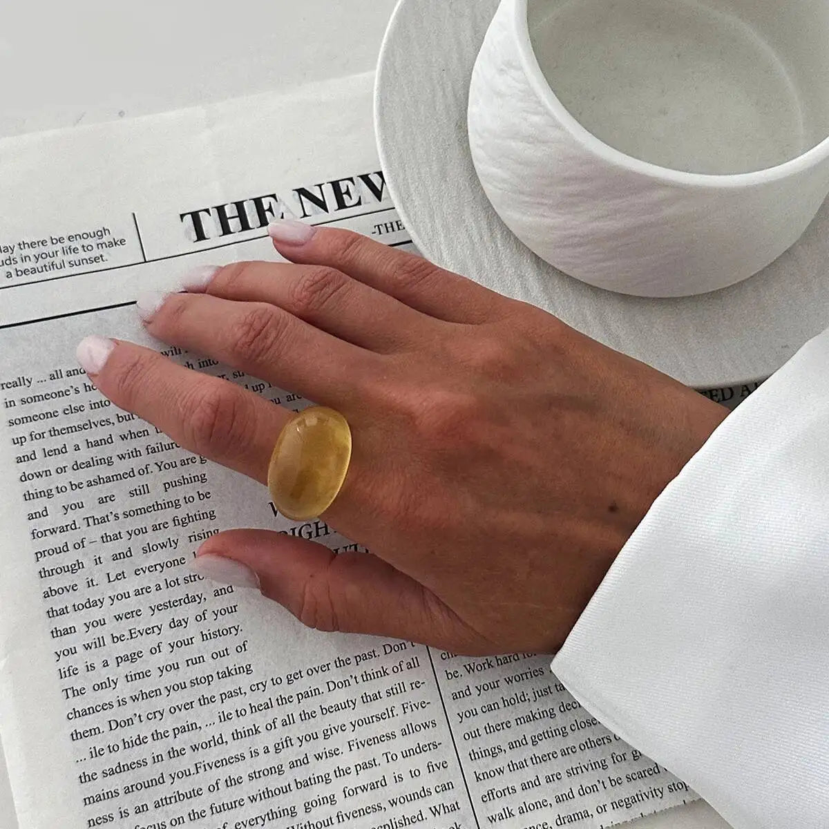 Y2K Chunky Resin Boho Ring – Wide Band Statement Fashion Ring for Women