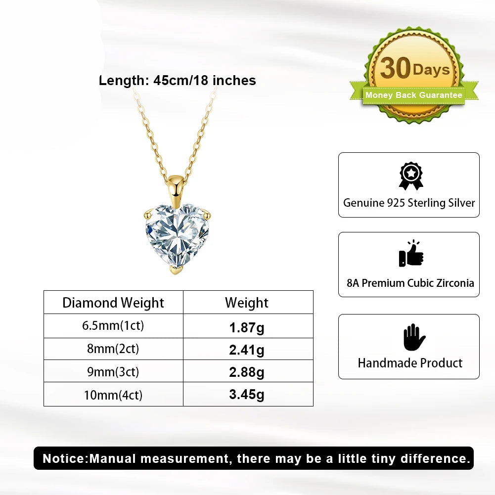 Rinntin Heart Pendant Necklace – 925 Sterling Silver