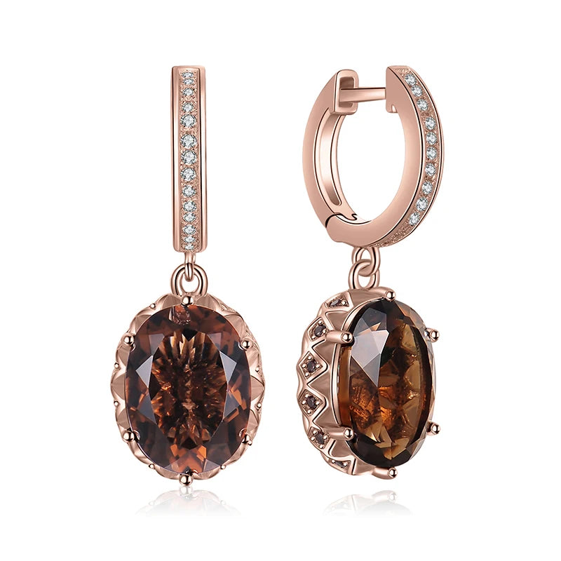Smoky Quartz 925 Silver Drop Earrings
