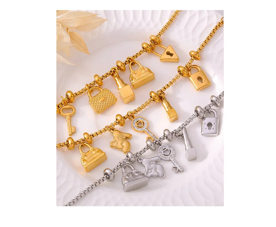 316L Stainless Steel Charm Bracelet For Women