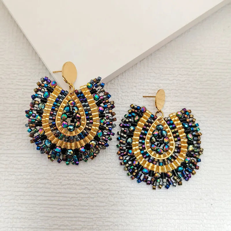 Kaseakia Vintage Beaded Drop Earrings