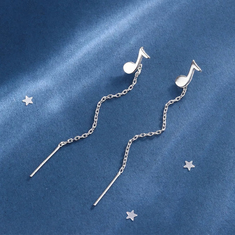 Black Drop Tassel Long Earrings