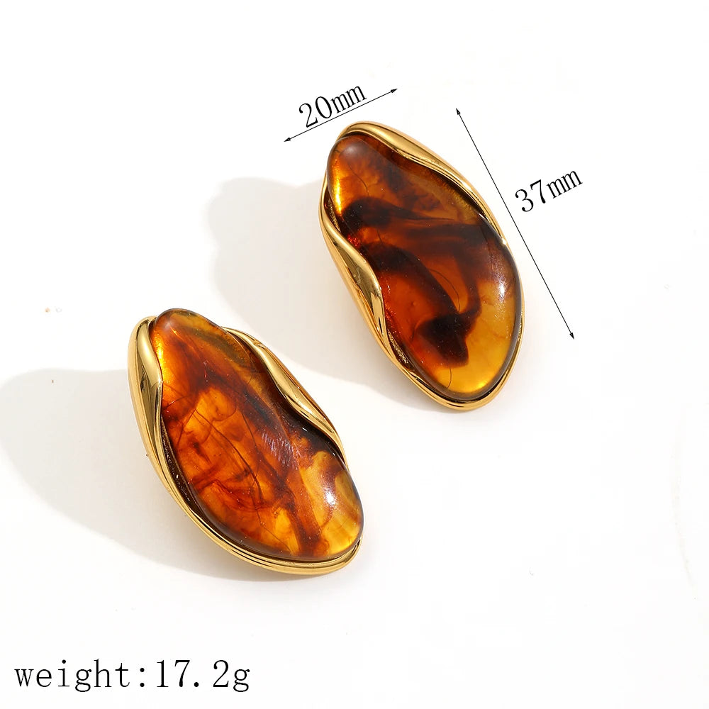 Brown Resin Geometric Shape Earrings