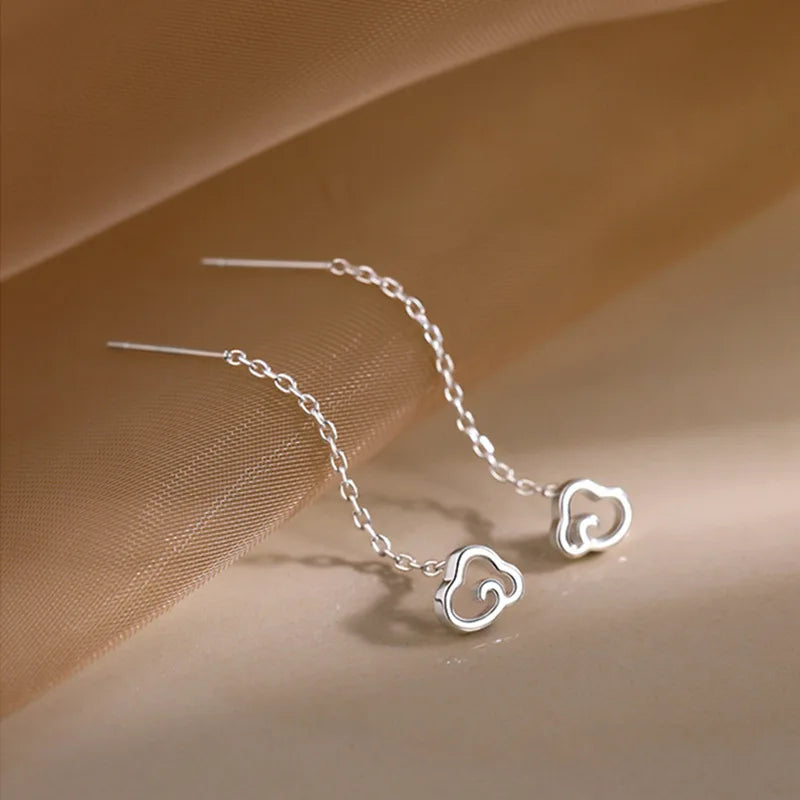 Black Drop Tassel Long Earrings