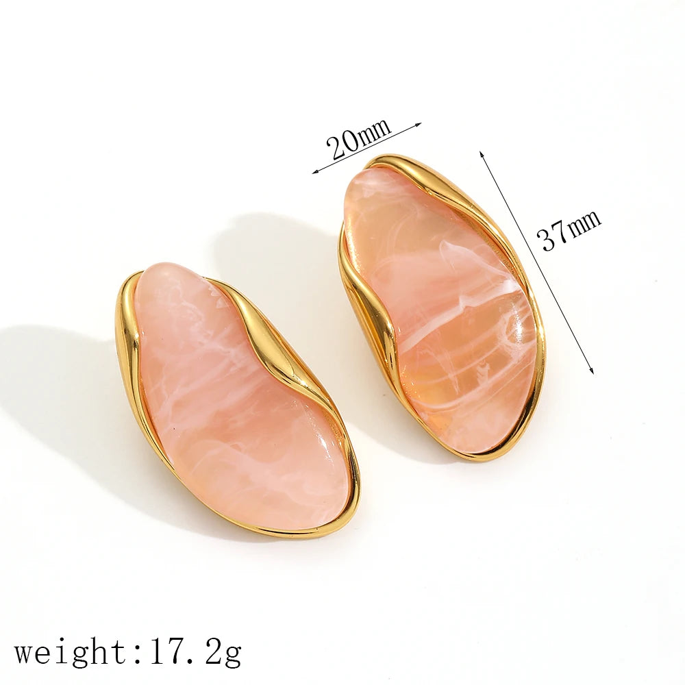 Brown Resin Geometric Shape Earrings