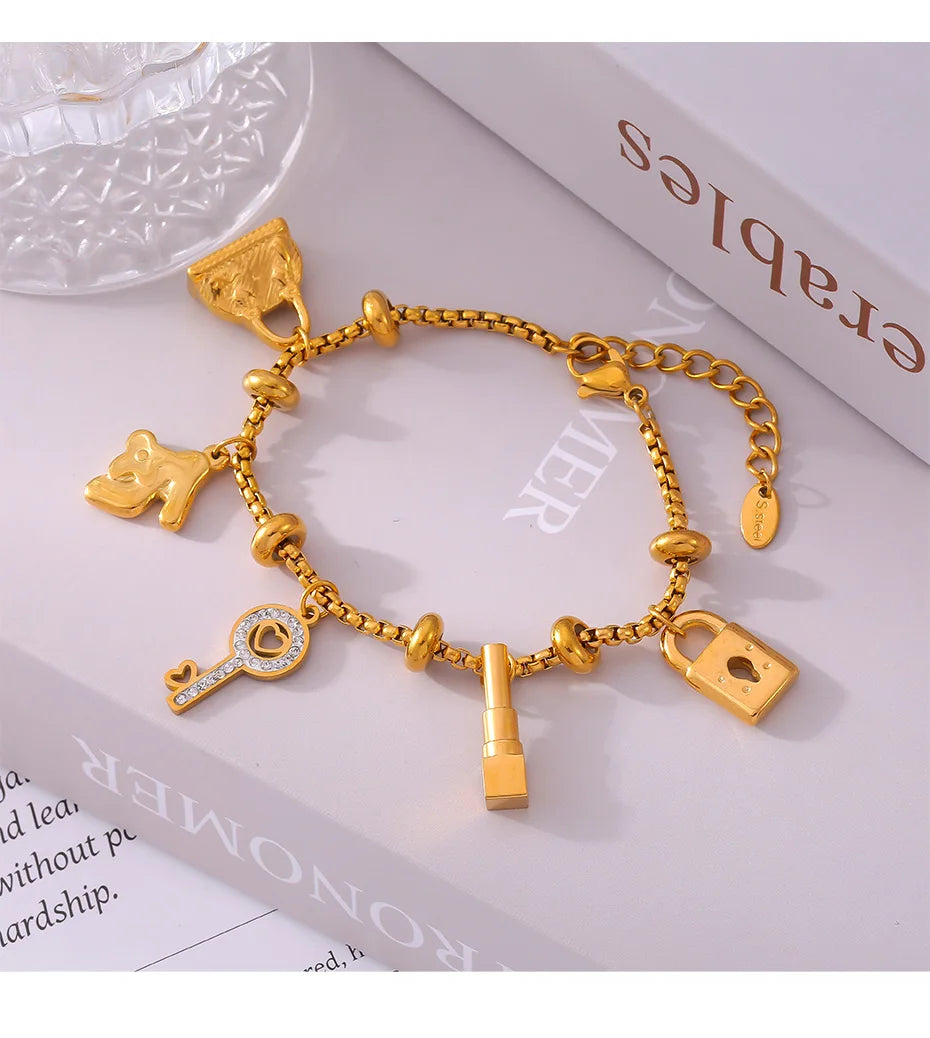 316L Stainless Steel Charm Bracelet For Women
