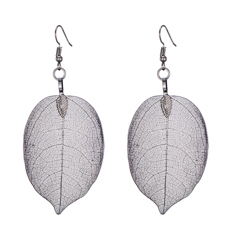 Real Leaf Dangle Earrings for Women