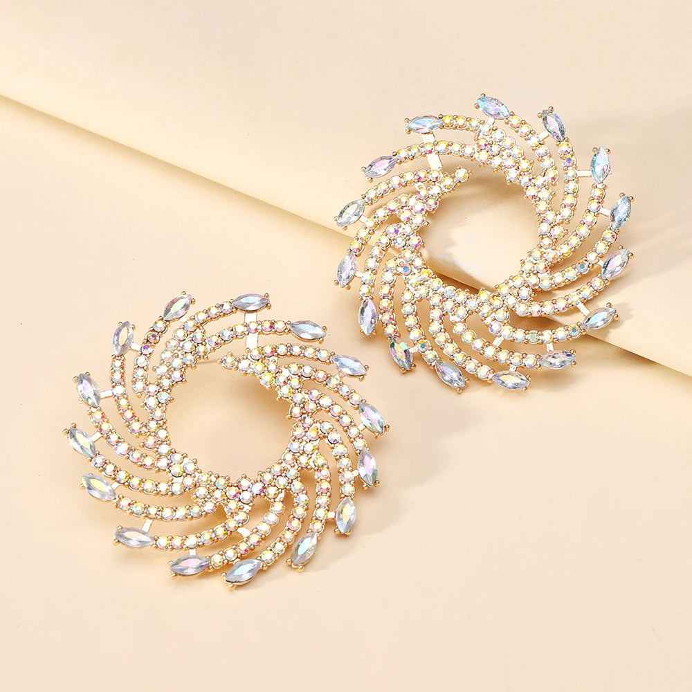 Sunflower Crystal Statement Stud Earrings