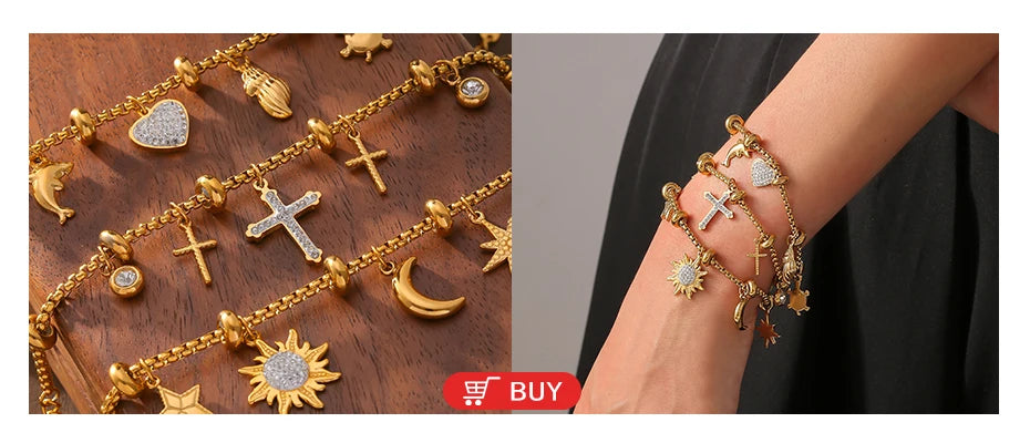 316L Stainless Steel Charm Bracelet For Women