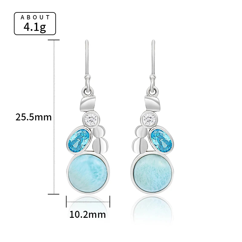 Larimar & Topaz Sterling Silver Long Drop Earrings