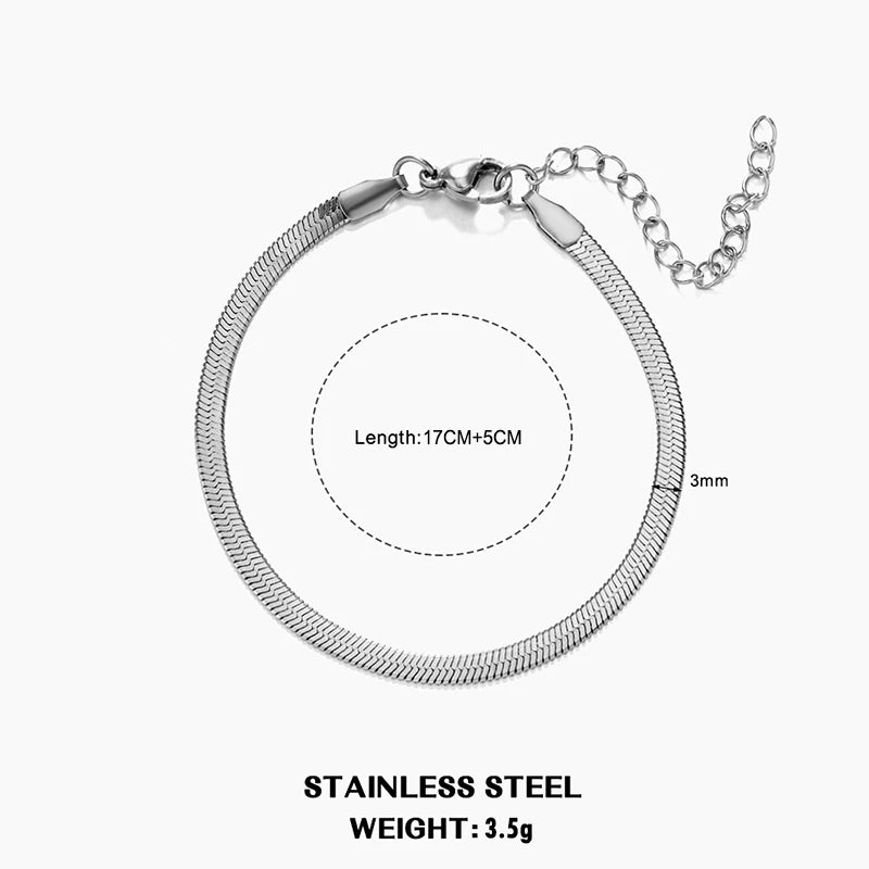 Hot Classic Unisex Flat Snake Chain Choker Necklace – Stainless Steel Herringbone, Gold & Silver Fashion Jewelry Gift