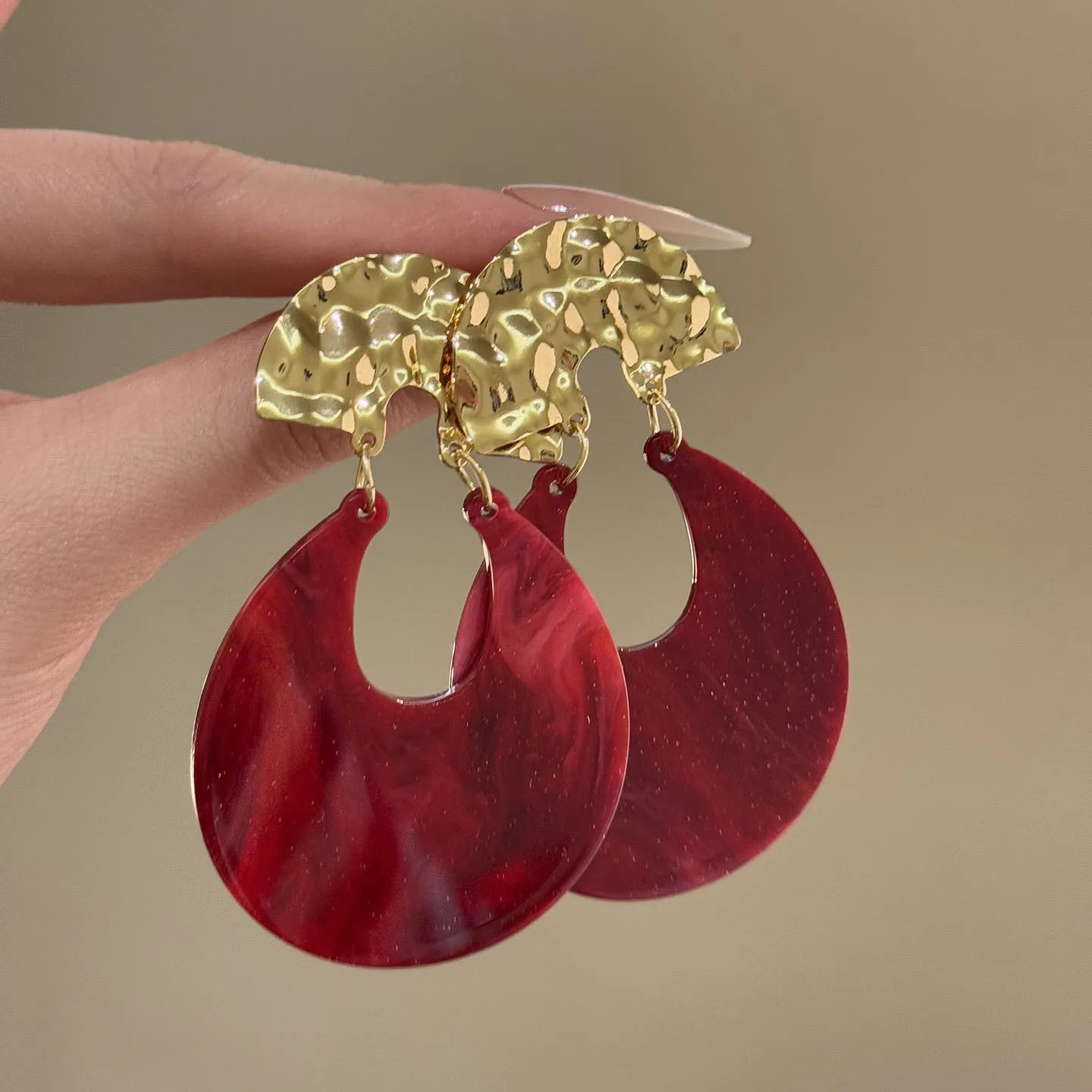 Bold Red Luxe Statement Earrings