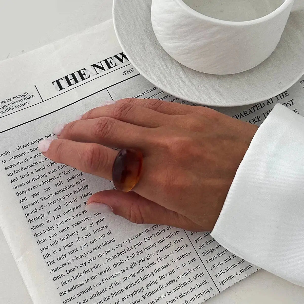 Y2K Chunky Resin Boho Ring – Wide Band Statement Fashion Ring for Women