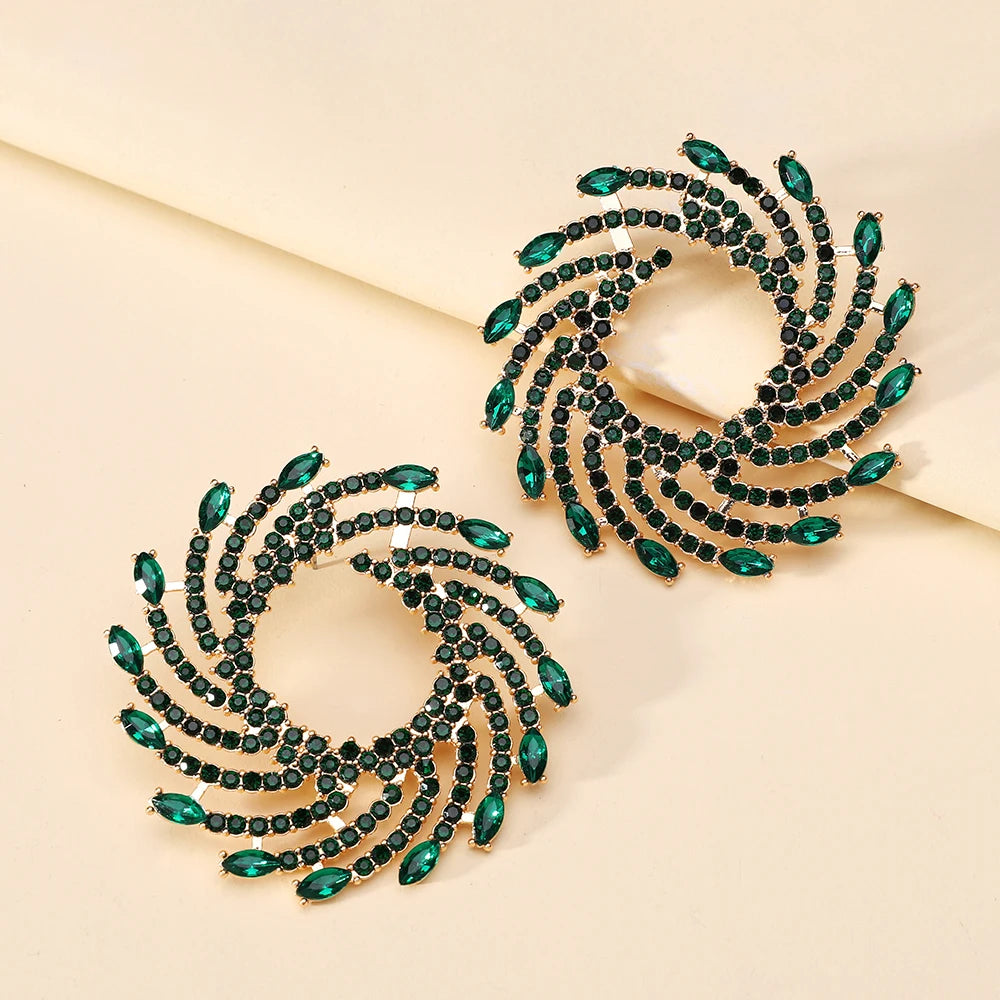 Sunflower Crystal Statement Stud Earrings