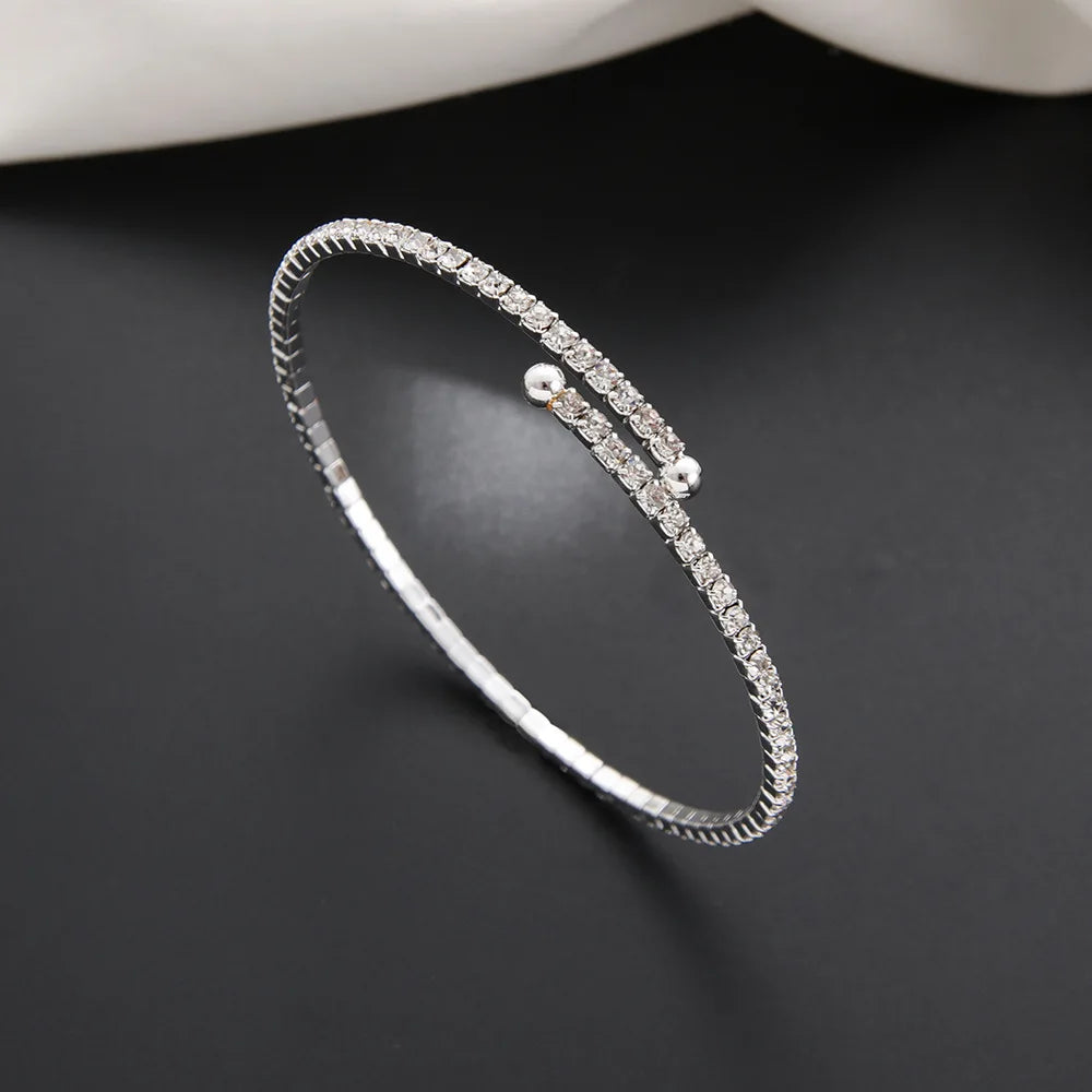 Minimalist Elastic Steel Wire Zircon Bracelet for Women