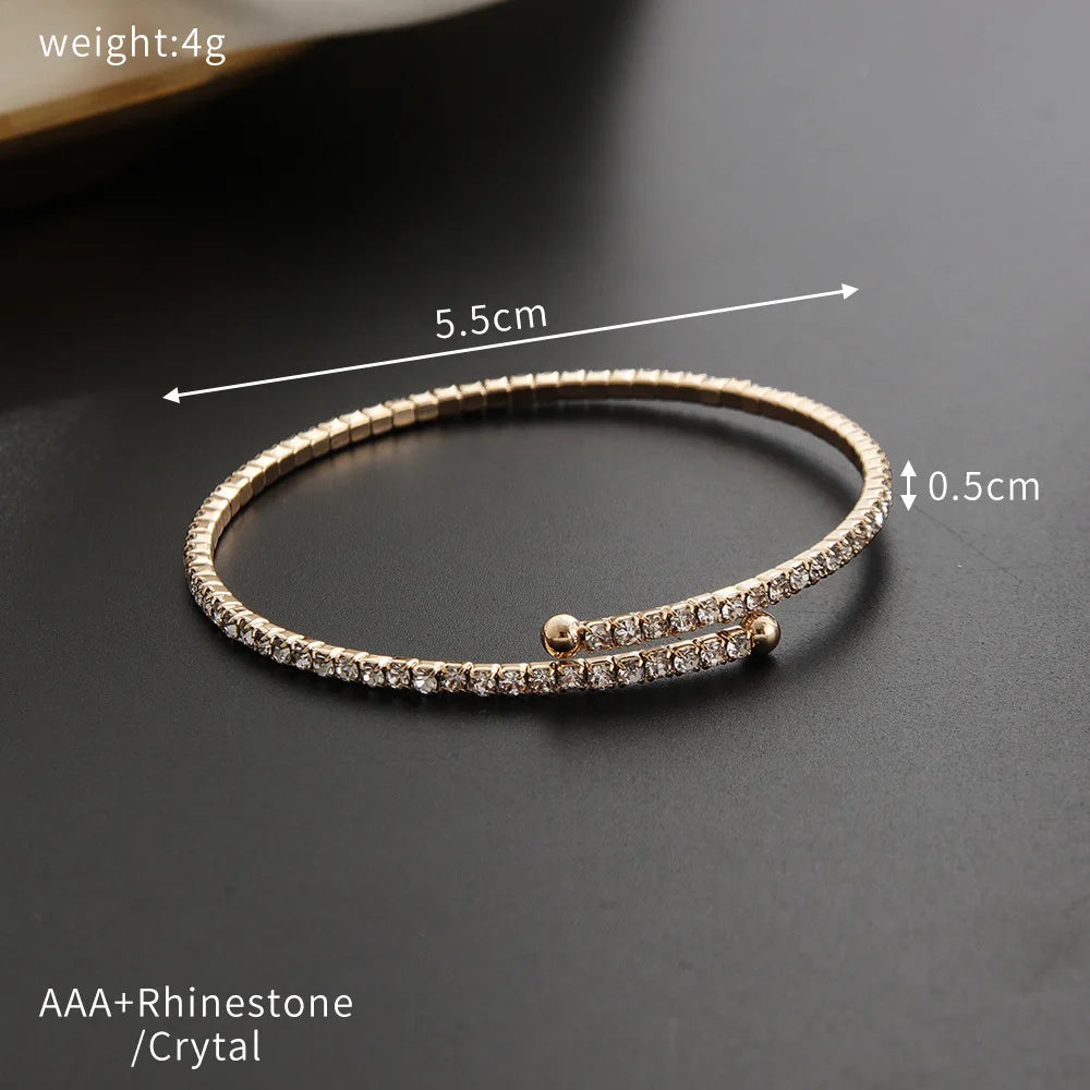 Minimalist Elastic Steel Wire Zircon Bracelet for Women
