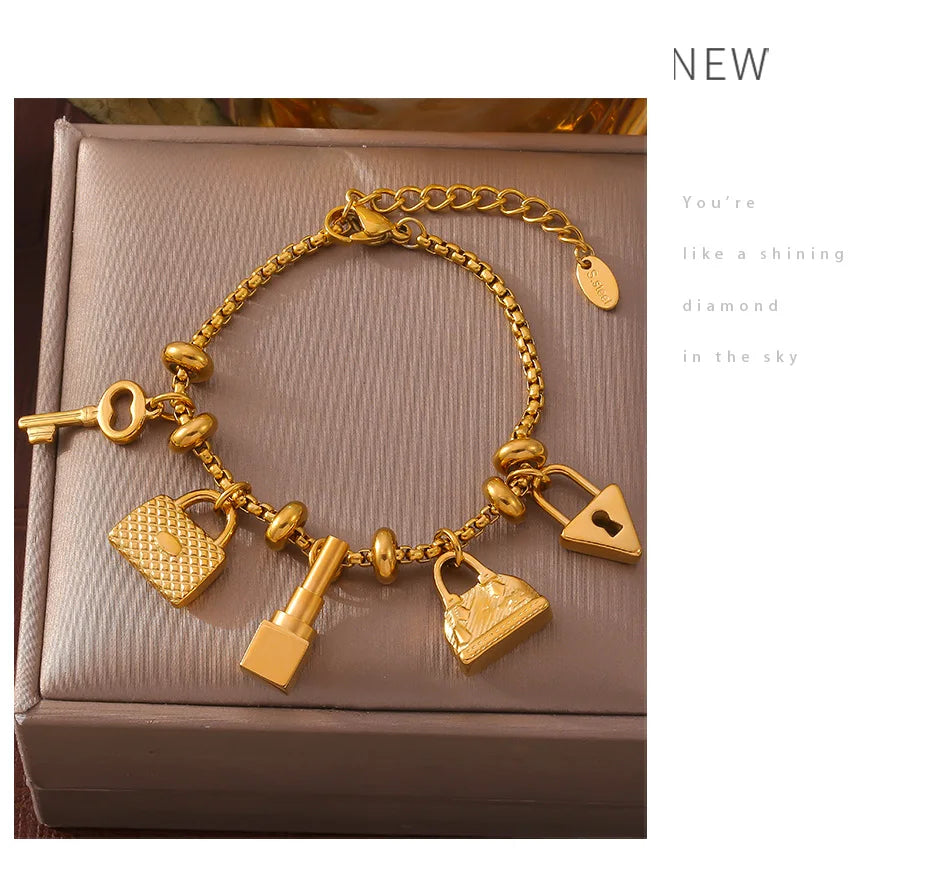 316L Stainless Steel Charm Bracelet For Women