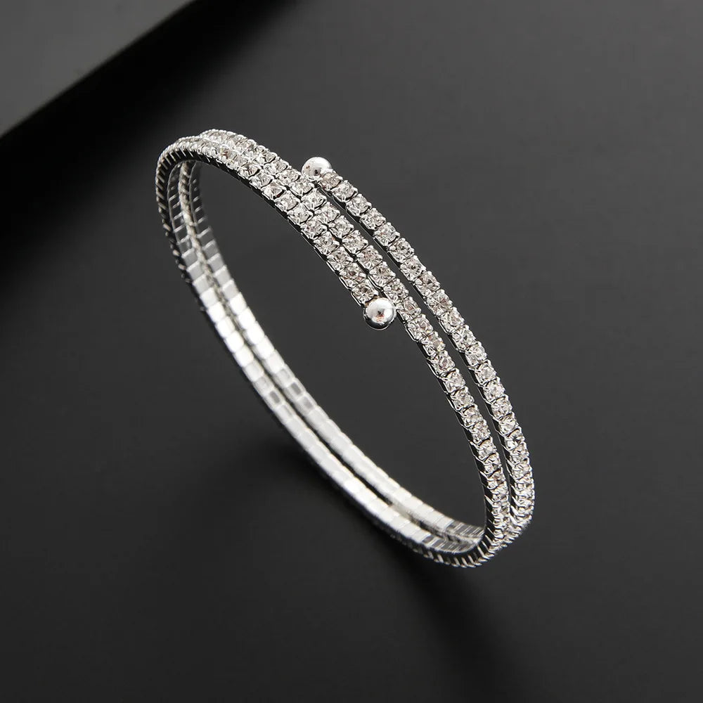 Minimalist Elastic Steel Wire Zircon Bracelet for Women