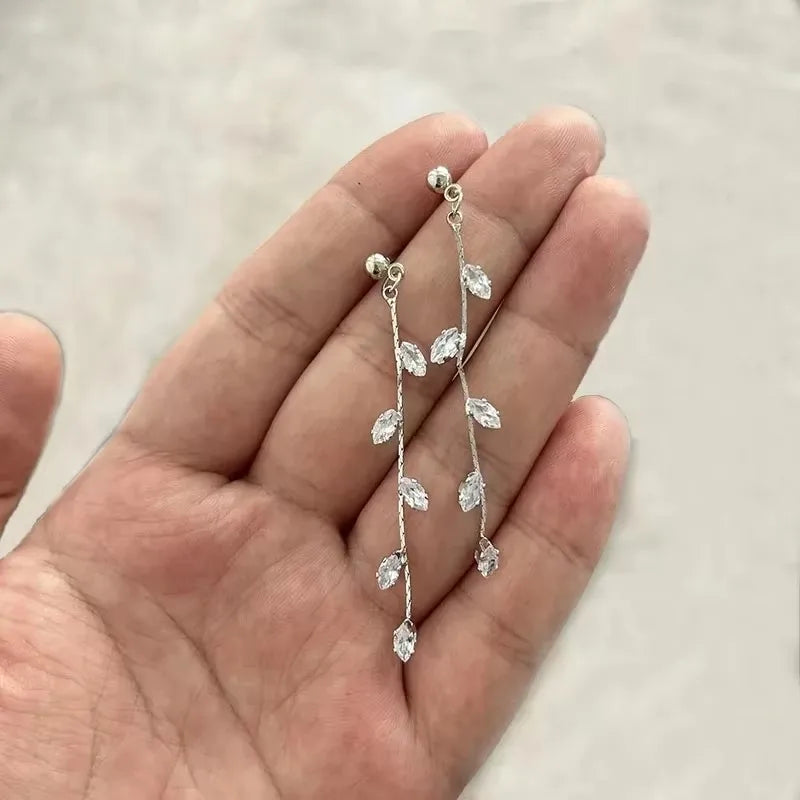 Black Drop Tassel Long Earrings