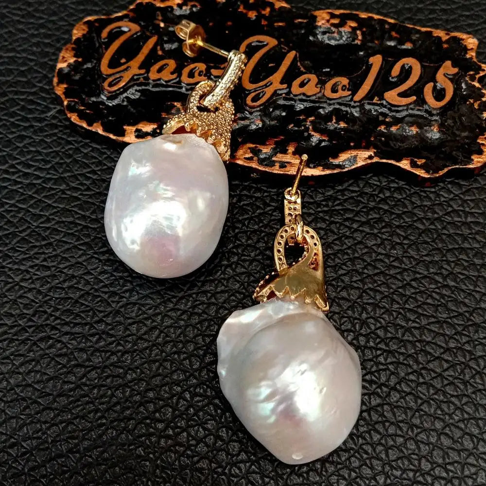 Baroque Flameball Pearl Stud Earrings