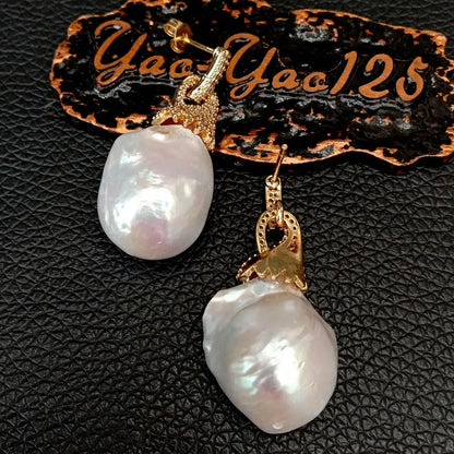 Baroque Flameball Pearl Stud Earrings