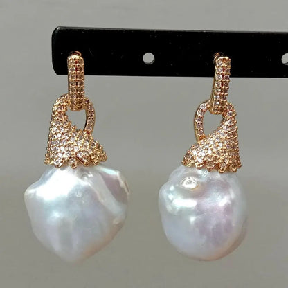 Baroque Flameball Pearl Stud Earrings