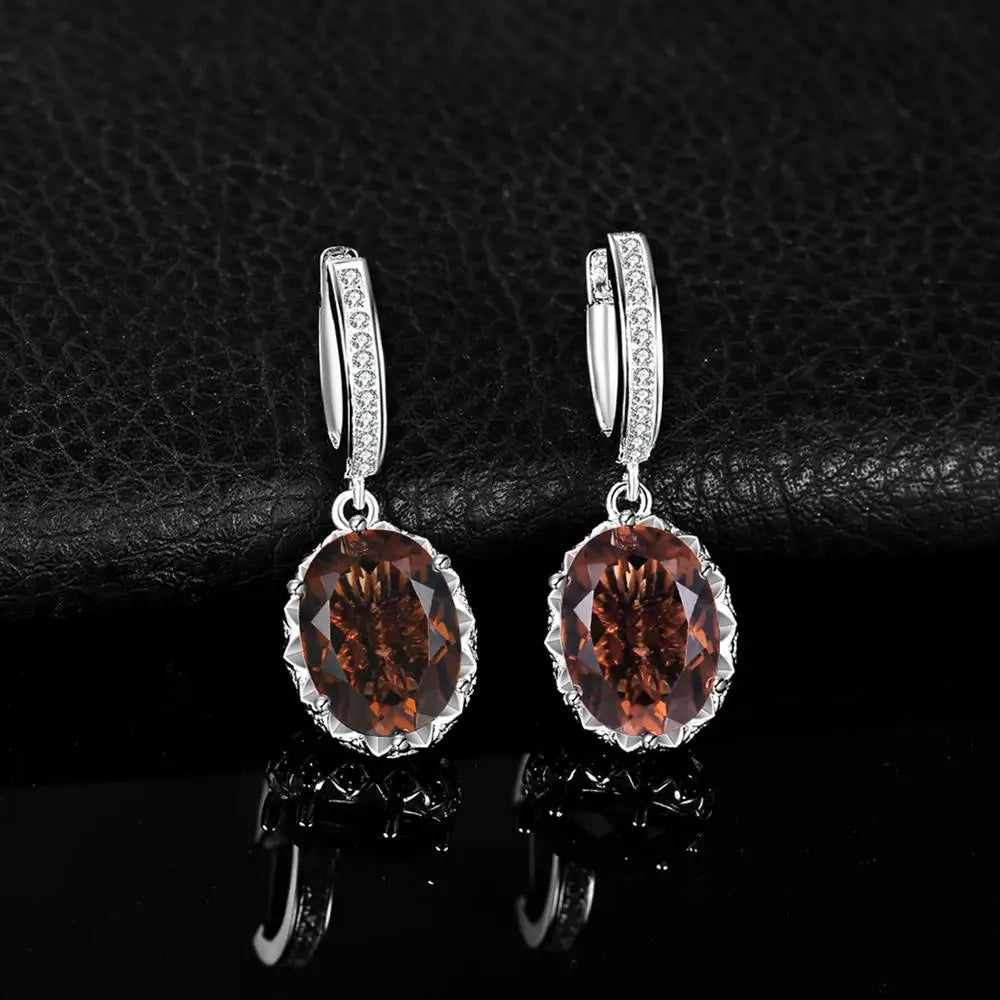 Smoky Quartz 925 Silver Drop Earrings