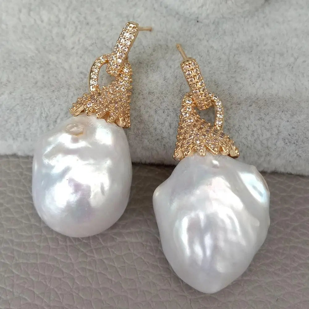 Baroque Flameball Pearl Stud Earrings