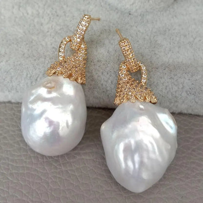 Baroque Flameball Pearl Stud Earrings