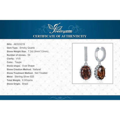 Smoky Quartz 925 Silver Drop Earrings