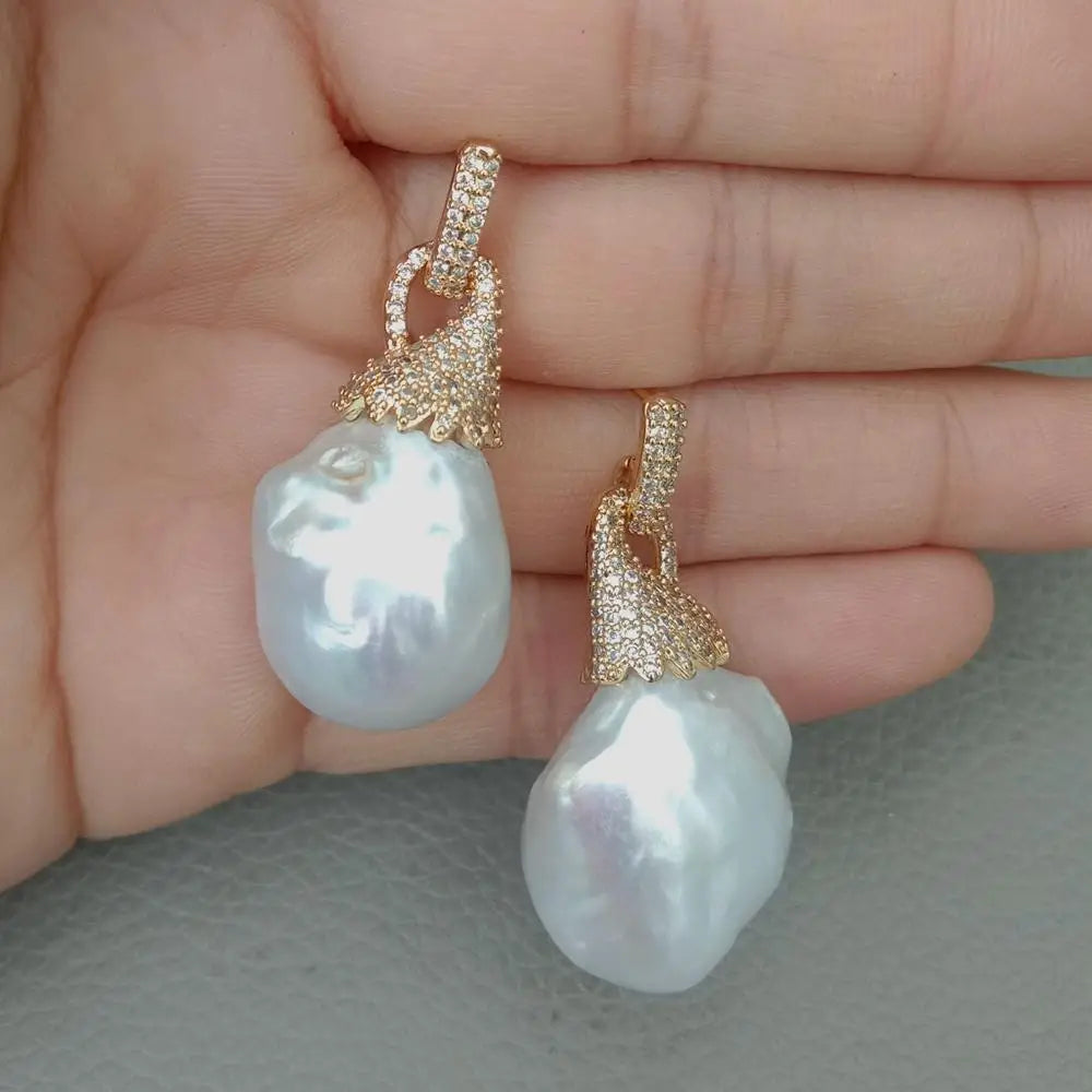 Baroque Flameball Pearl Stud Earrings