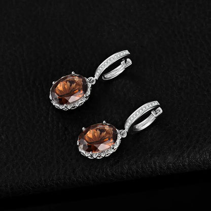 Smoky Quartz 925 Silver Drop Earrings