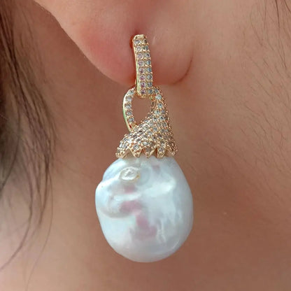 Baroque Flameball Pearl Stud Earrings