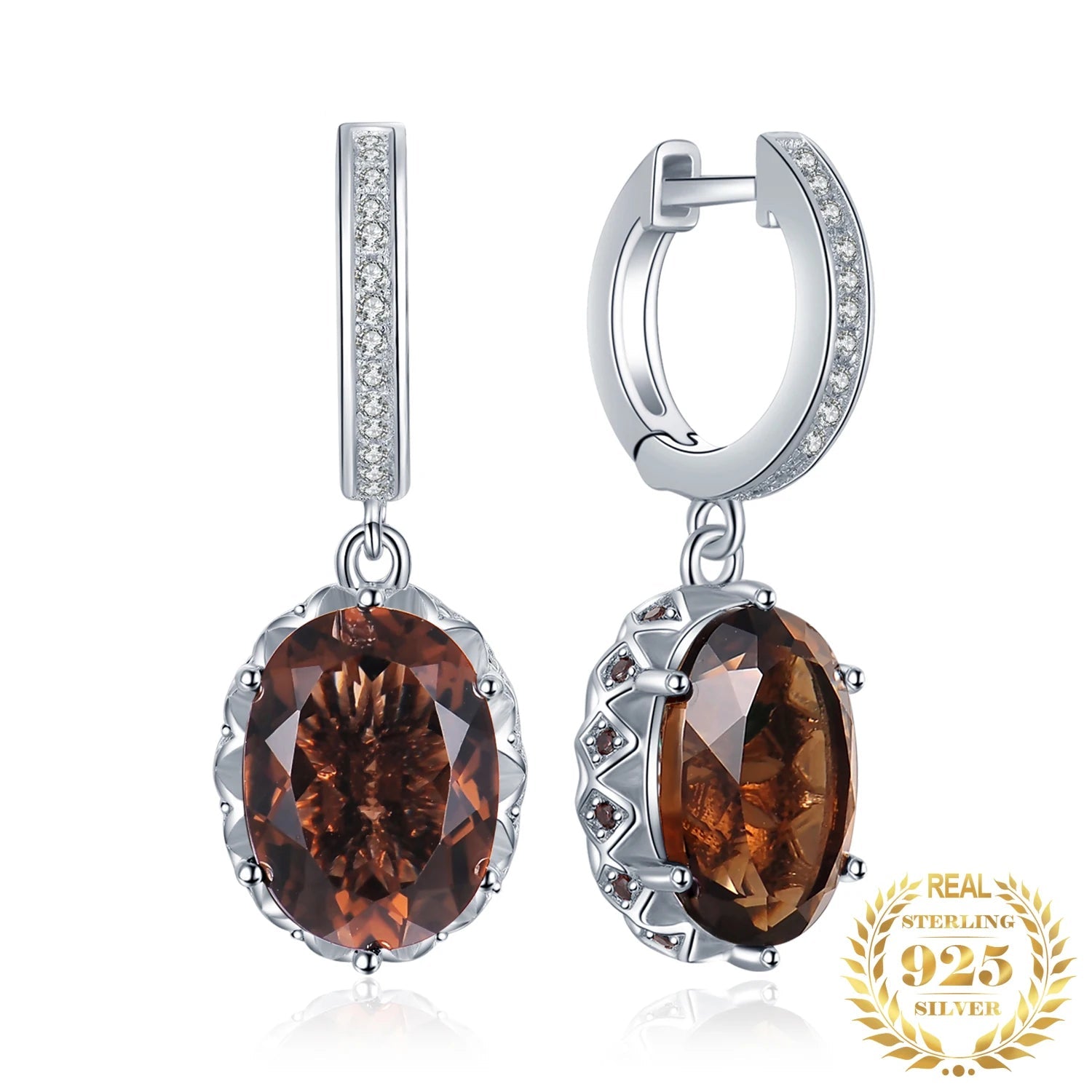 Smoky Quartz 925 Silver Drop Earrings