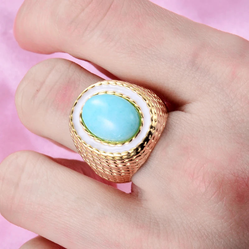 Blue Teardrop Gemstone Promise Ring – Platinum Plated Vintage Wedding Band for Women