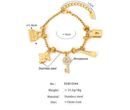 316L Stainless Steel Charm Bracelet For Women
