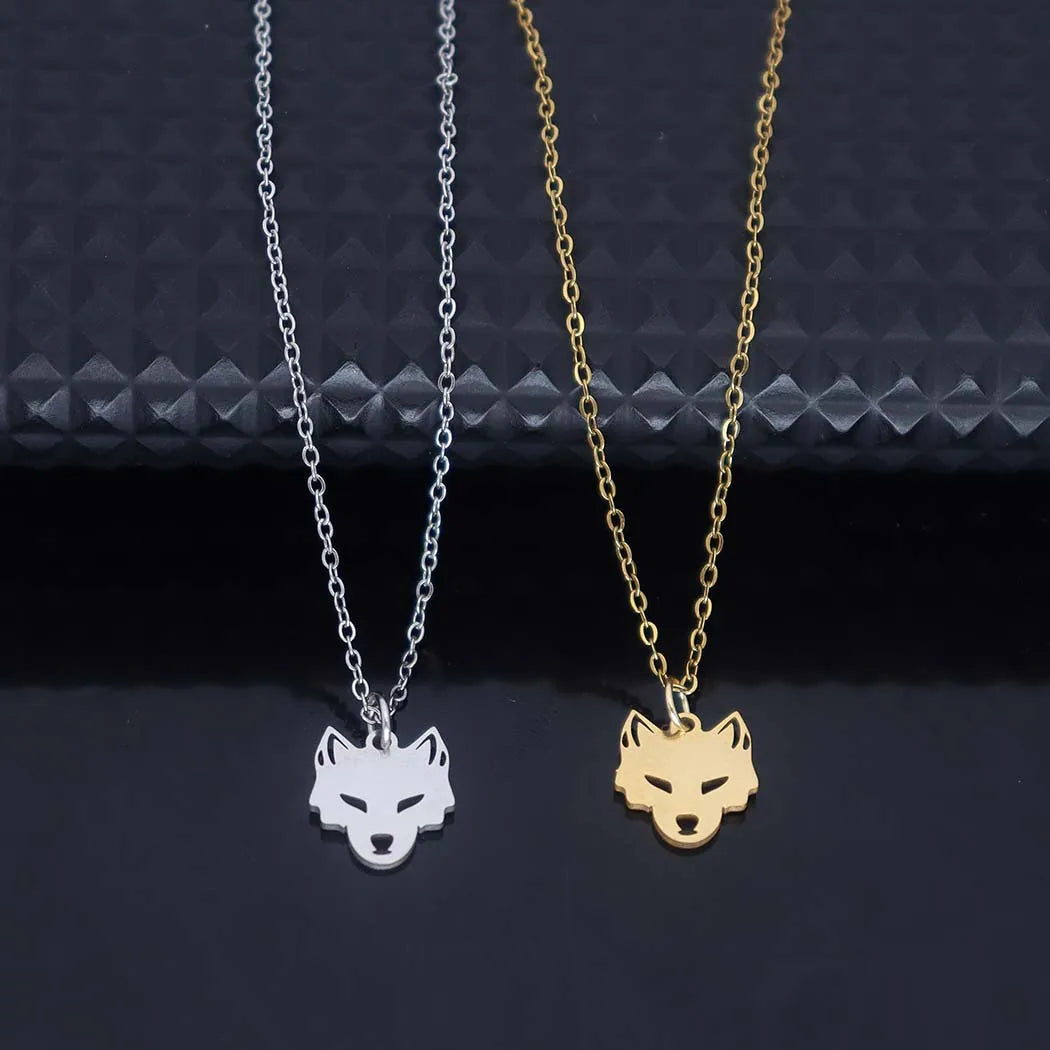 Stainless Steel Fox Pendant Necklace – Trendy Animal Jewelry