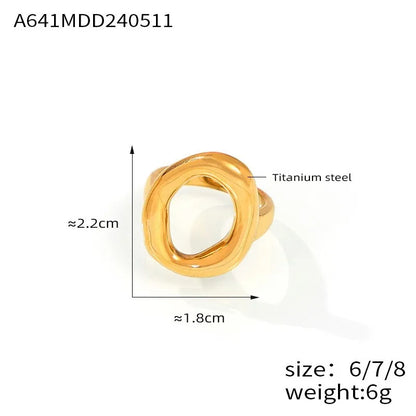 316L Stainless Steel Gold-Plated Big Oval Ring – Luxury Waterproof Statement Jewelry for Women
