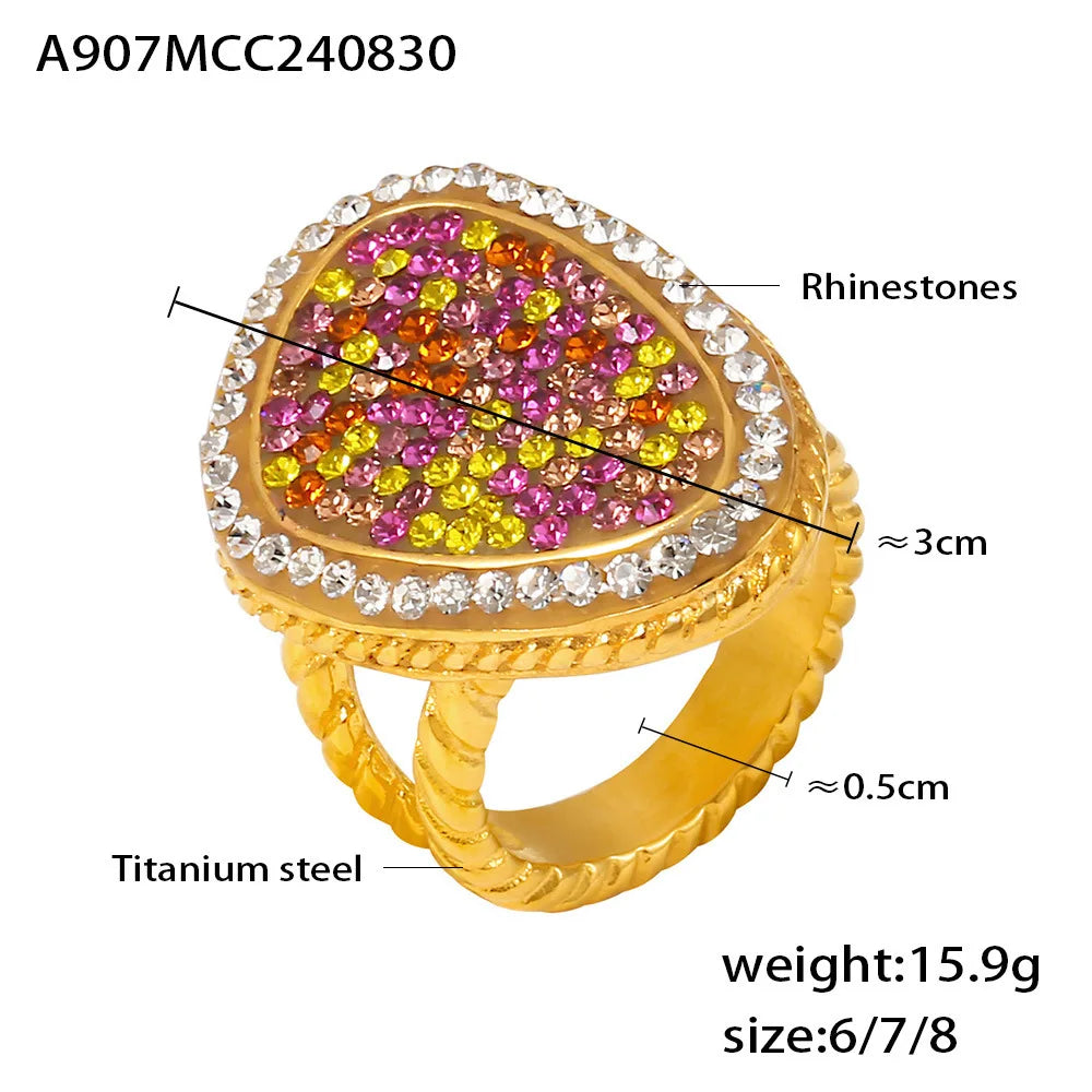 Liora Turquoise & CZ Band – 18K Gold Plated 316L Stainless Steel Ring for Women