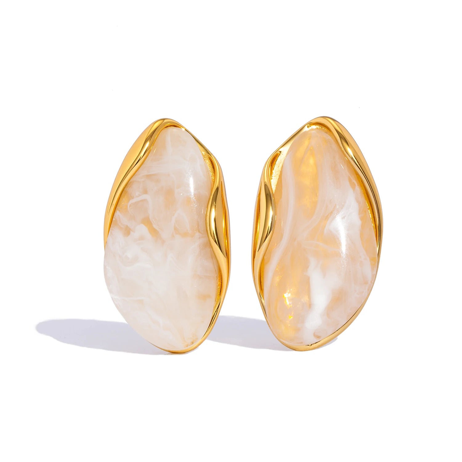 Resin Geometric Stud Earrings – Gold Plated